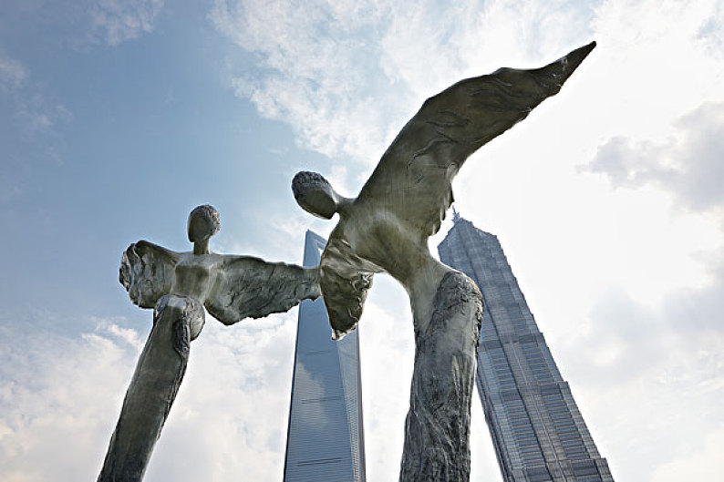 上海_金茂大厦_环球金融中心_雕塑_高清图片_全景视觉