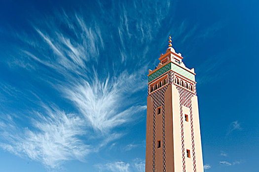 摩洛哥,德拉河谷,扎古拉棉,清真寺,尖塔
