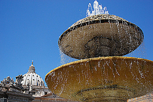喷水池,广场,梵蒂冈城,罗马,意大利