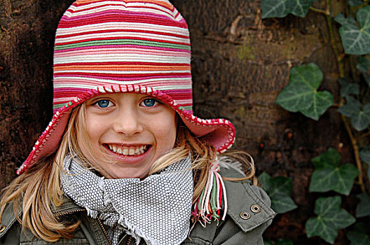 女孩,戴着,毛织品,帽子,冬天,头像