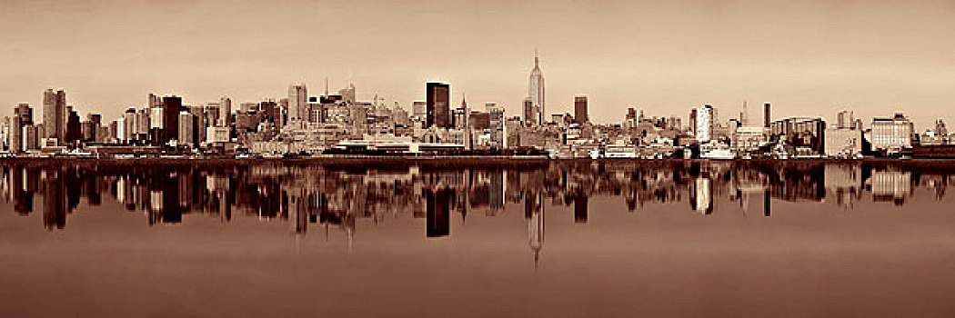 纽约,摩天大楼,市景,反射