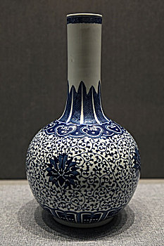 河北省博物院,茶马古道,八省区文物联展,青花缠枝花卉纹天球花瓶