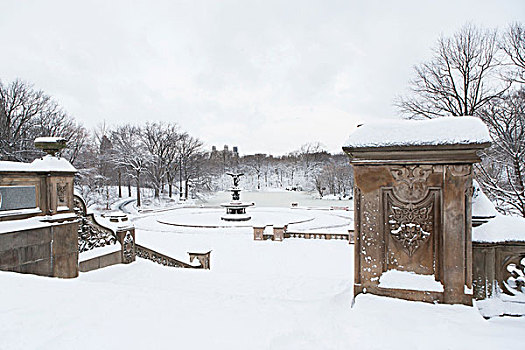 雪,城市公园