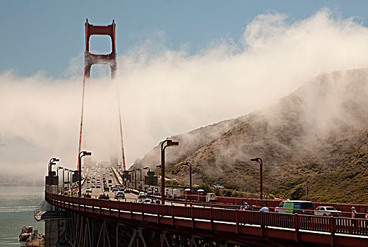 游客,汽车,桥,金门大桥,旧金山湾,旧金山,加利福尼亚,美国