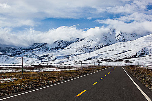 西藏雪山道路