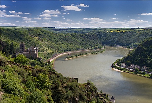 全景,莱茵河,河谷,城堡