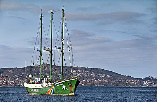 绿色和平组织,船,彩虹,战士,卑尔根,挪威,欧洲