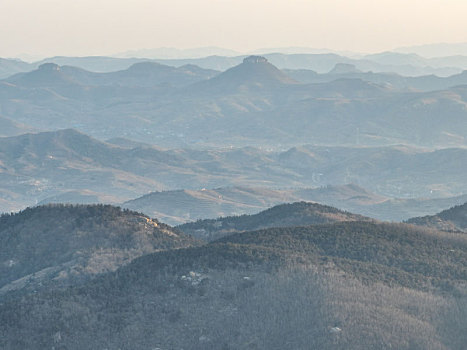 航拍沂蒙山区乡村风光