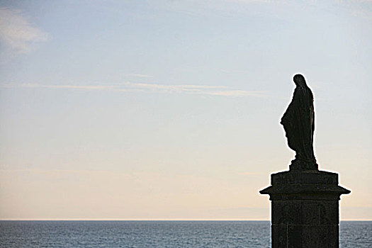 法国,雕塑,圣母玛利亚,面对,大西洋,海洋