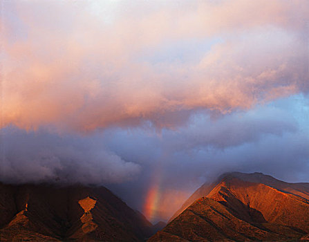 夏威夷,毛伊岛,彩虹,上方,西部,山,大幅,尺寸