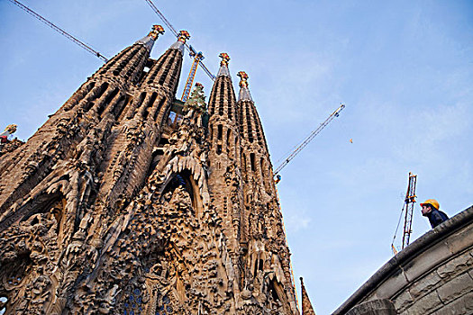 西班牙,巴塞罗那,建筑工人,神圣家族教堂
