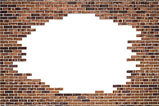 砖墙,框架,白色背景