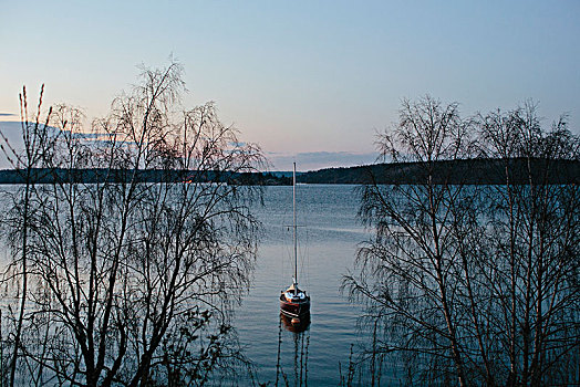 船,平静,湖