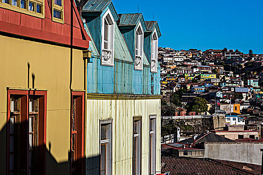 房子,俯视,城市,瓦尔帕莱索,智利