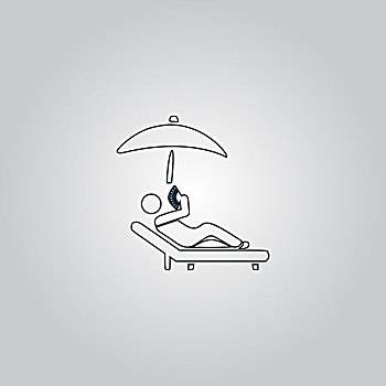 放松,伞,躺椅