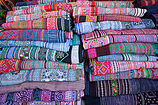 泰国,清迈,星期日,街边市场,编织物,材质,展示