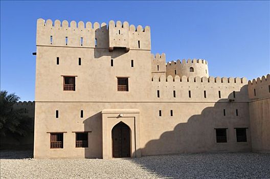 历史,砖坯,要塞,堡垒,城堡,哈迦,加尔比,山峦,区域,阿曼苏丹国,阿拉伯,中东