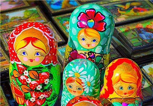 传统,俄罗斯人,玩具,孩子,套装,娃娃