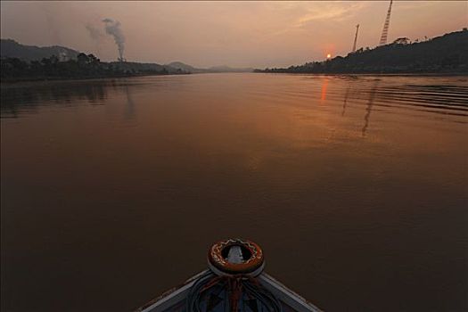 日出,高处,河,婆罗洲,印度尼西亚