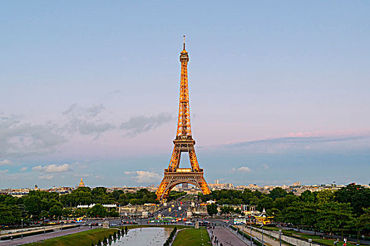 埃菲尔铁塔,托泰德豪,日落,巴黎,法兰西岛,法国