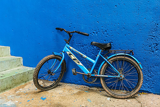 老,蓝色,自行车