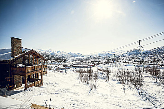 滑雪,小屋,挪威