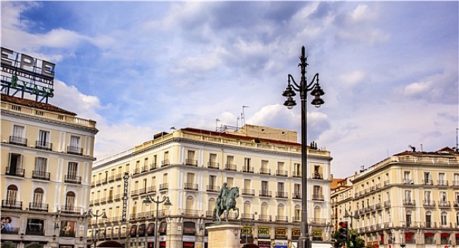 入口,太阳,广场,国王,骑马雕像,马德里,西班牙