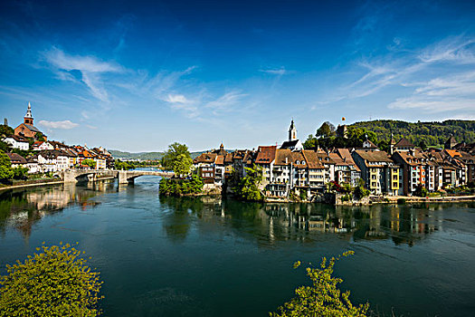 巴登,左边,瑞士,右边,高,莱茵河,巴登符腾堡,德国,欧洲