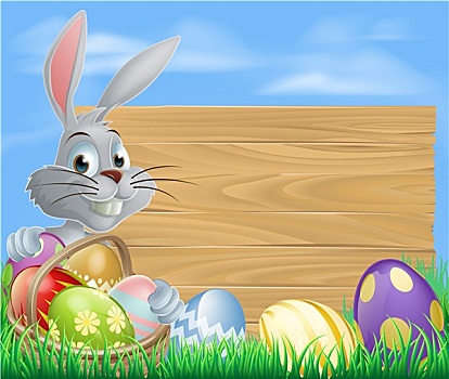 兔子,蛋,篮子,复活节,标识