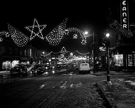 街道,圣诞装饰,夜晚