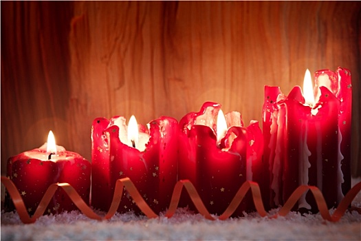 四个,红色,圣诞蜡烛,降临节