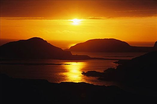 日落,上方,风景,特威林盖特岛,纽芬兰,拉布拉多犬,加拿大