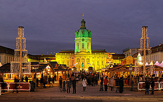 圣诞节,市场,城堡,夏洛滕堡宫,柏林,德国,欧洲