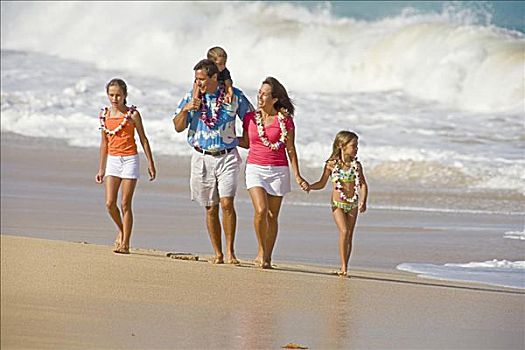夏威夷,毛伊岛,海滩,家庭,度假,走