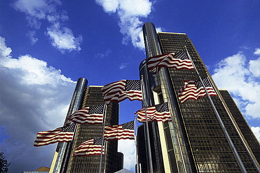 美国,密歇根,底特律,美国国旗
