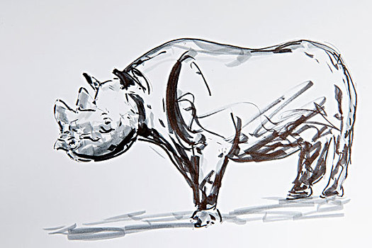犀牛,绘画,德国