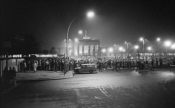柏林墙,夜晚,十一月,一堆,汇集,东方,勃兰登堡门,柏林,德国,欧洲