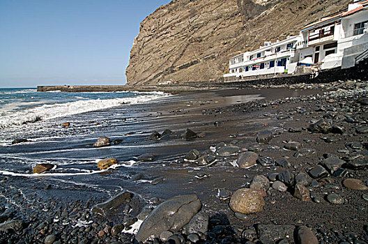 石头,海岸,黑沙,海滩,加纳利群岛,西班牙