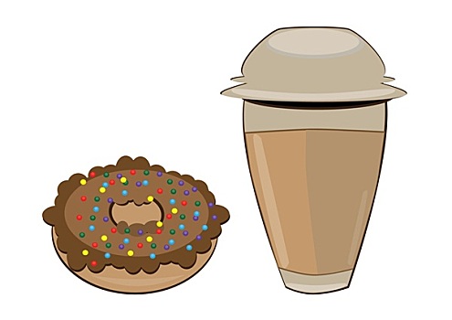 咖啡,泡沫塑料,杯子,甜甜圈