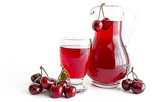 樱桃,果汁,玻璃杯,玻璃瓶