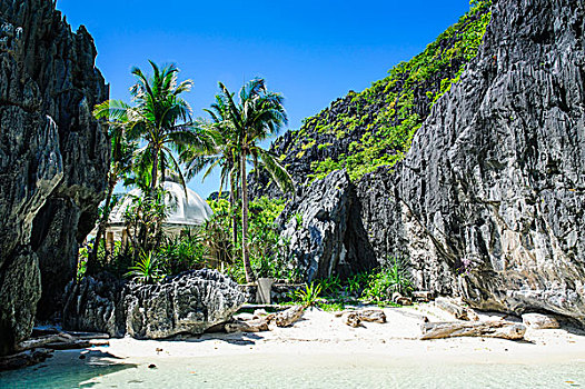 小,白色,海滩,清水,群岛,巴拉望岛,菲律宾