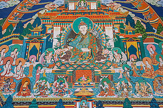 壁画,墙壁,佛教寺庙,不丹