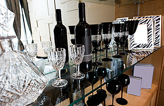 葡萄酒,柜子,瓶子,玻璃杯