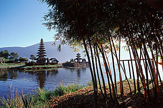 印度尼西亚,巴厘岛,布拉坦湖,水,庙宇