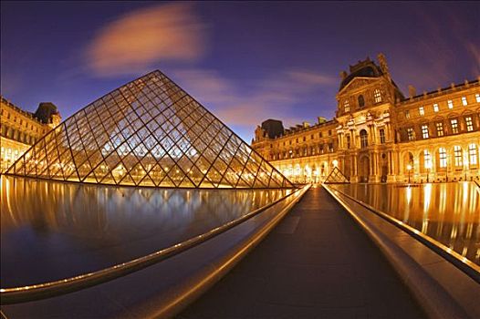 卢浮宫,宫殿,博物馆,夜晚,巴黎,法国