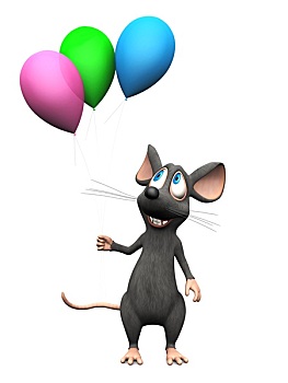 微笑,卡通,老鼠,拿着,气球