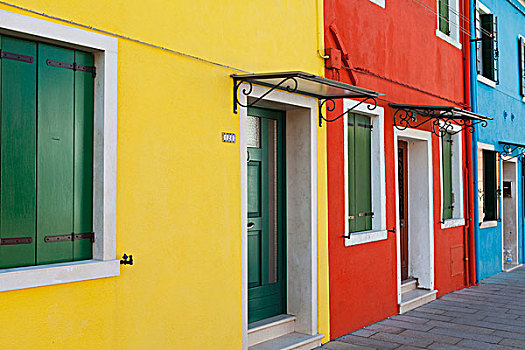 色彩,房子,布拉诺岛,威尼斯,意大利