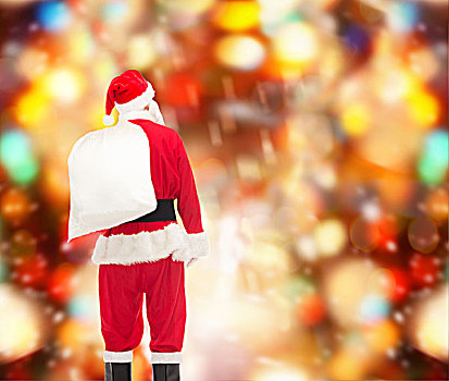圣诞节,休假,人,概念,男人,服饰,圣诞老人,包,背影,上方,红灯,背景