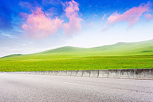 道路,草地,云,天空,背景