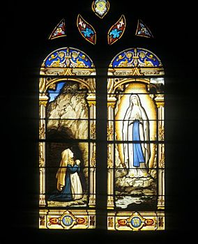 窗户,圣母玛利亚,教区教堂,法国,欧洲